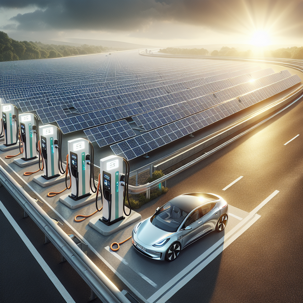 UK motorway fast-charging hubs equipped with solar panels for enhanced electric vehicle charging infrastructure.